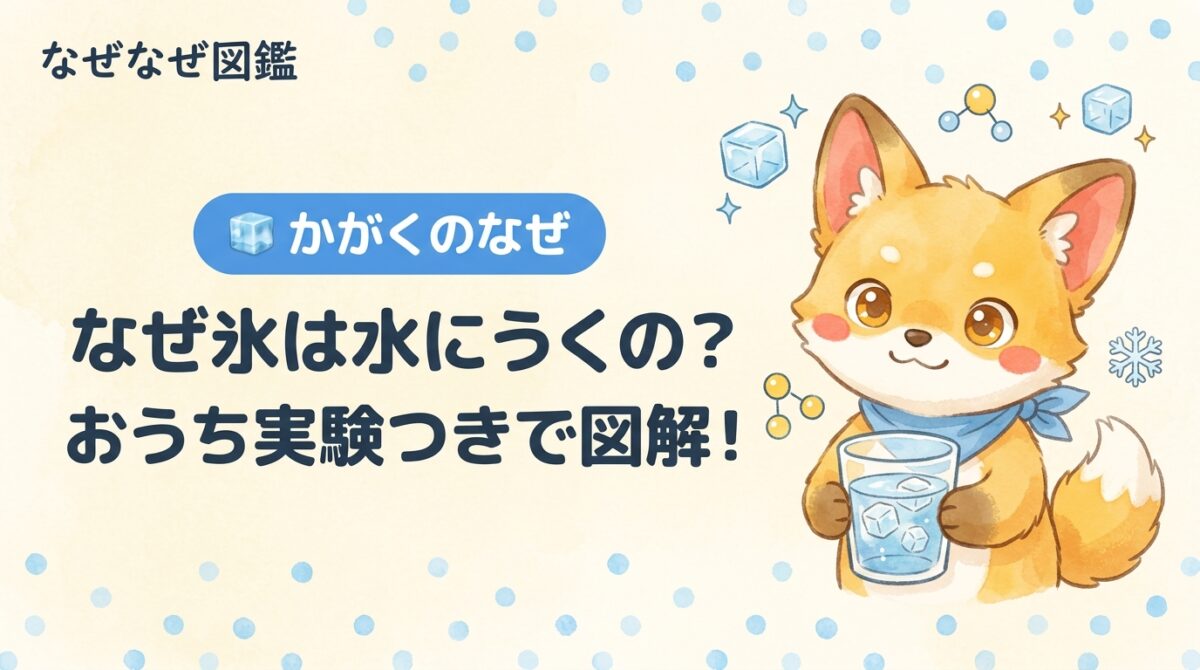 水を満員電車、氷を手をつないで輪になった人たちにたとえた比較イラスト