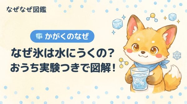 水を満員電車、氷を手をつないで輪になった人たちにたとえた比較イラスト