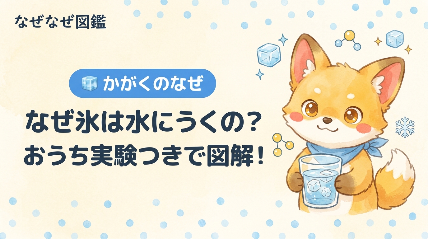 水を満員電車、氷を手をつないで輪になった人たちにたとえた比較イラスト