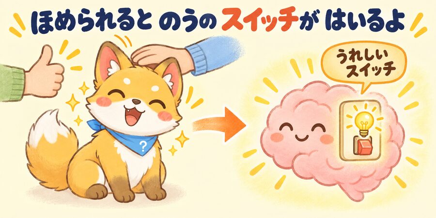 褒められて脳のうれしいスイッチが入るしくみの図解